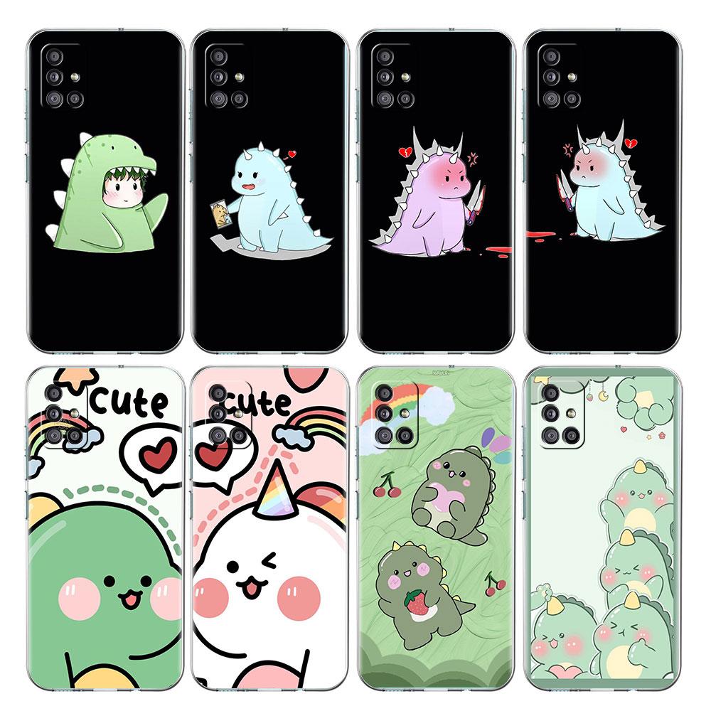 Clear Case For Samsung Galaxy A52 A12 A51 A32 A21s A71 A32 A22 50 A70 A31 A72 5G Phone Cover Dinosaur Cartoon