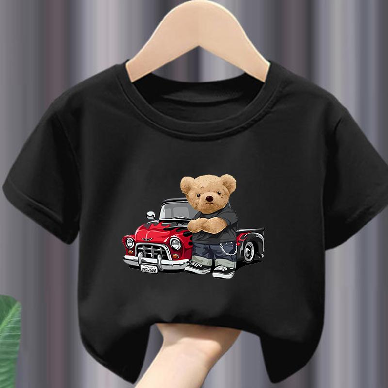 Hot Sale Teddy Bear Print Childrens Clothing Tshirt Clothing Summer Casual Funny Boys Baby Girls Tshirt Clothes Kids