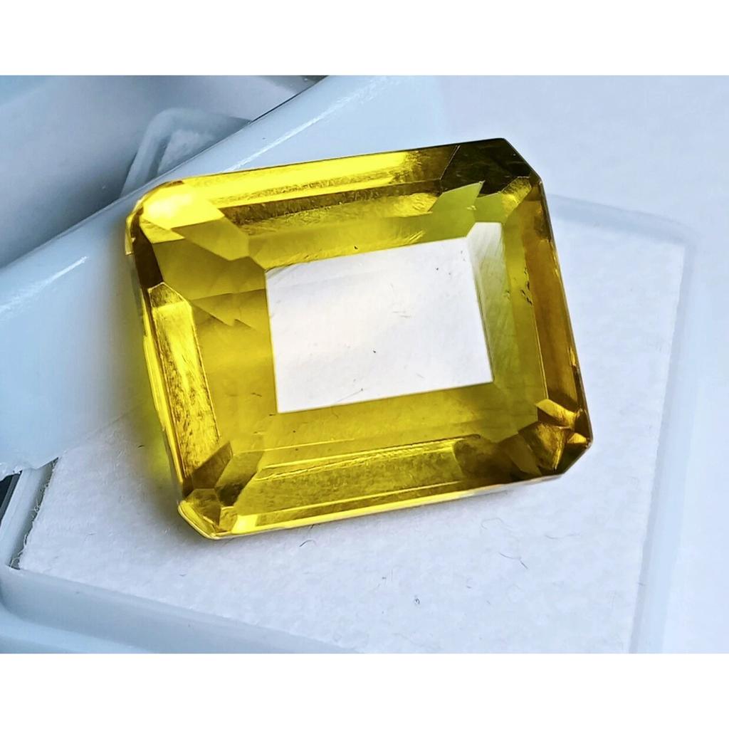 Fabulous Natural Brazilian Yellow Topaz 22.55 Ct Emerald Cut Certified Gemstone