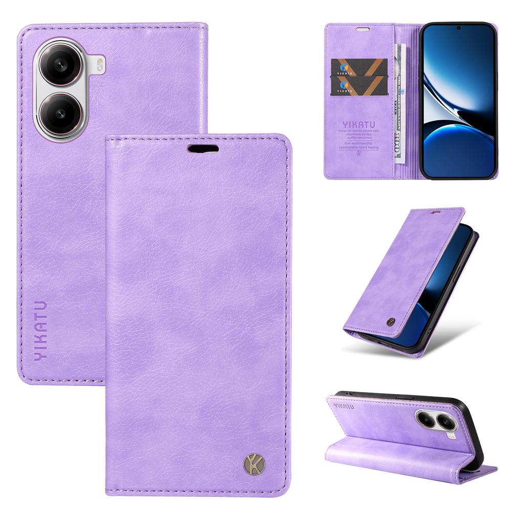For Xiaomi Redmi Turbo 4 5G/Poco X7 Pro 5G Wallet Case YIKATU YK-006 Magnetic Closure Leather Phone Cover Litchi Texture