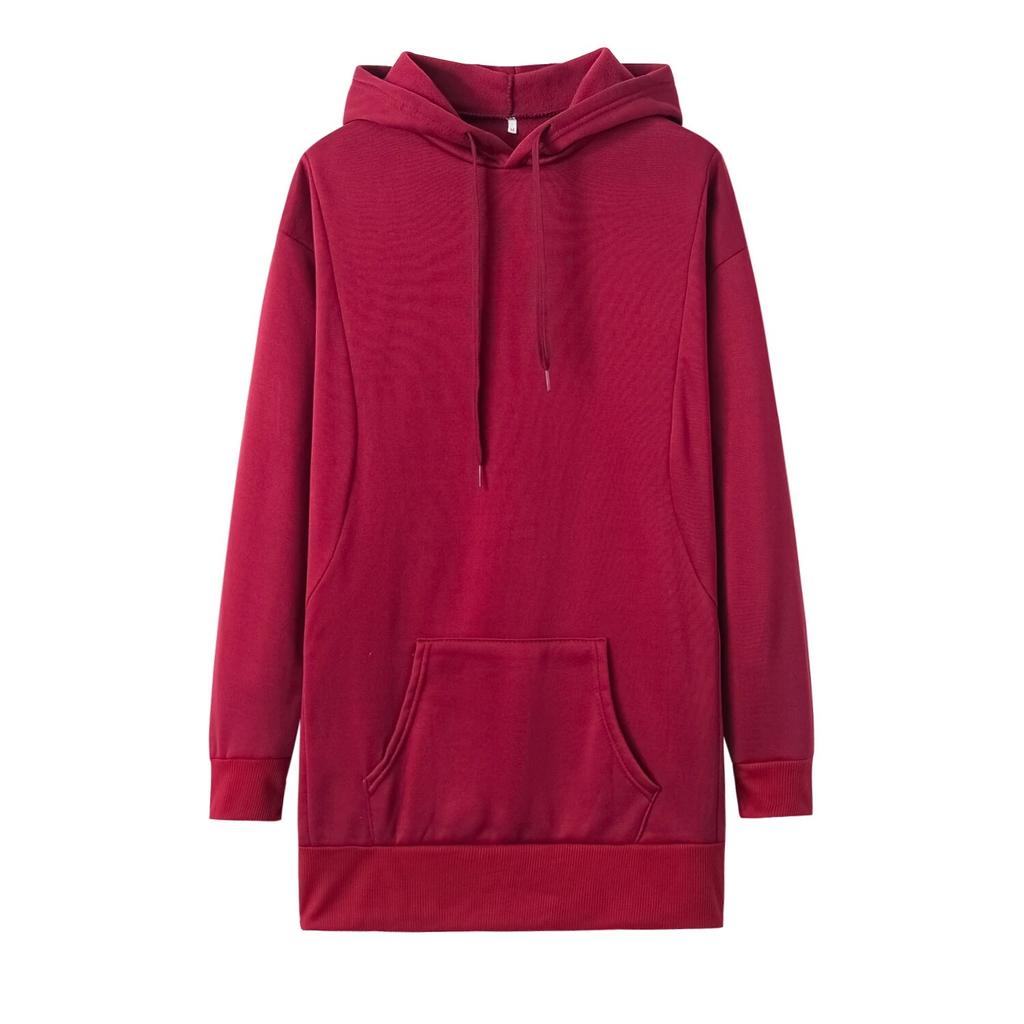 Fashion Trend Ladies Solid Color Loose Long Sleeve Thickened Hoodie Woman