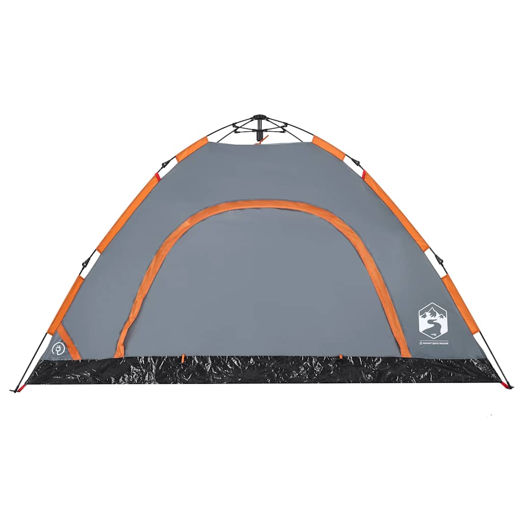 4 Person Camping Tent Grey and Orange Quick Release System