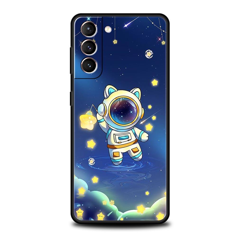Милый чехол для телефона с мультяшным астронавтом для Samsung Galaxy S23 Ultra S22 S21 S20 FE 5G S10 S10E S9 S8 Plus Note 20 Мягкий силиконовый чехол