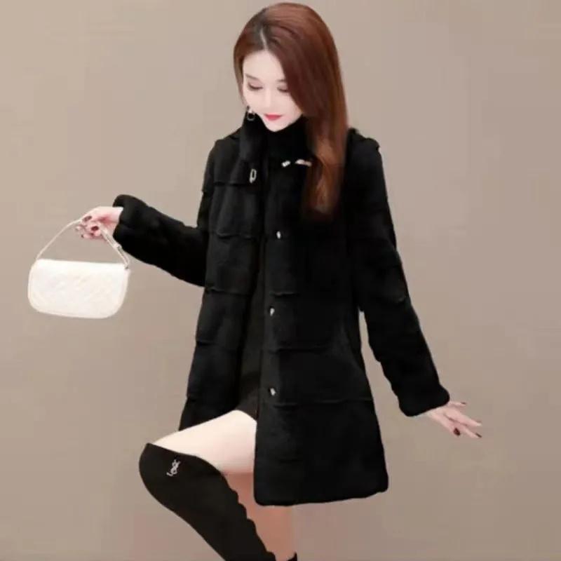 Осеннее пальто Модный дизайн Sense Is Thin Wild Temperament Высококачественная имитация норки куртка Женская тенденция Толстая