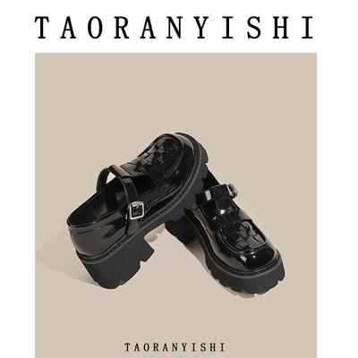 Осень новые туфли в студенческом стиле на толстом каблуке, на высоком каблуке, на толстой подошве, с круглым носком, в стиле ретро Мэри Джейн, женские, женская обувь большого размера -4