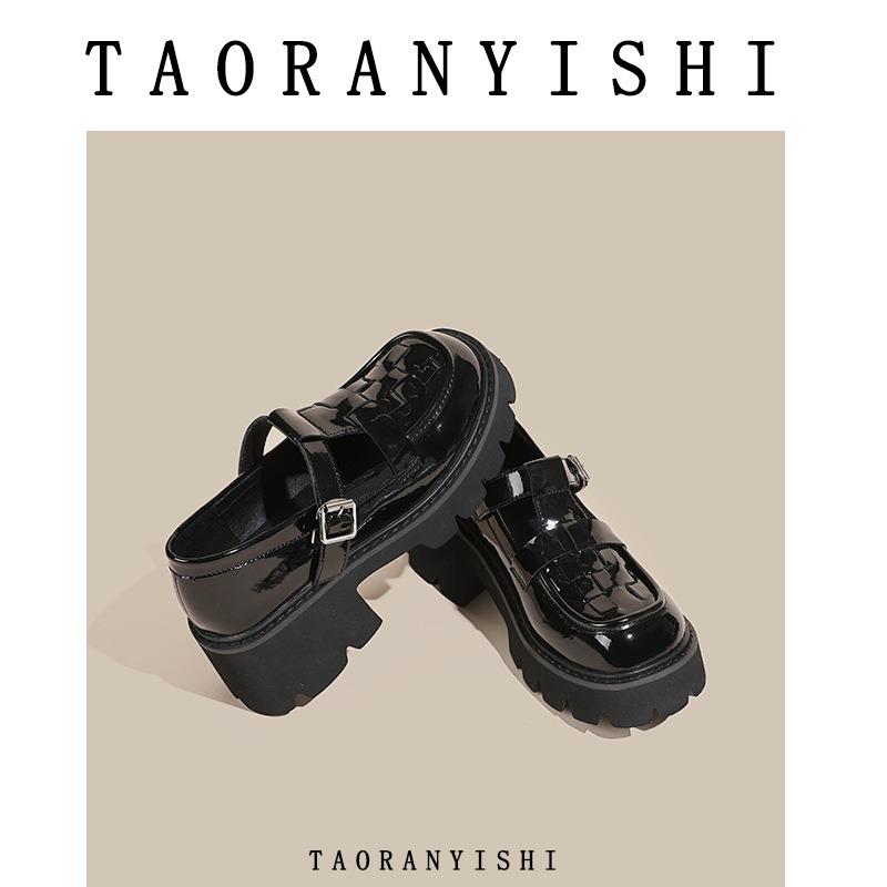 Осень новые туфли в студенческом стиле на толстом каблуке, на высоком каблуке, на толстой подошве, с круглым носком, в стиле ретро Мэри Джейн, женские, женская обувь большого размера -4