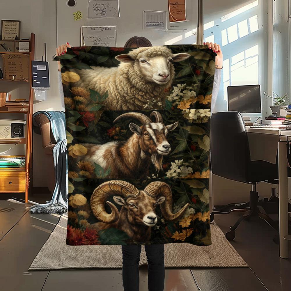 1PC Retro style Print FlAannel Blanket, High quality Comfortable for All Seasons, Home Decor, Warmth and Comfort