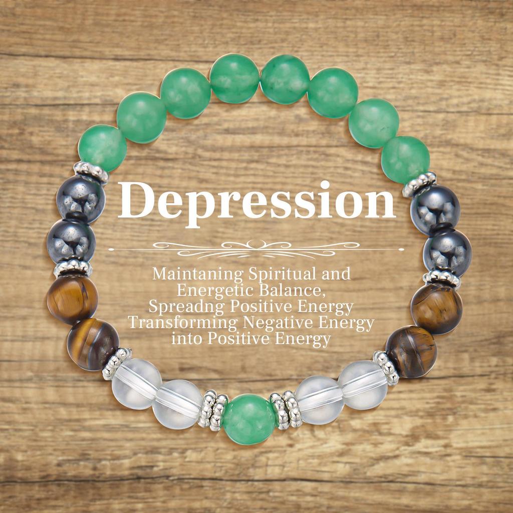 European-American Geometric Beaded Bracelet with 8mm Aventurine & Tiger Eye Stones