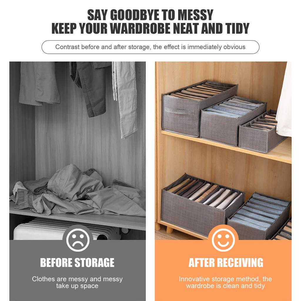 Jeans Storage Box Closet Organizer Wardrobe Clothes Compartment Boxes Drawer Jeans Socks Separation Pants Storage