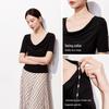 VEROMODA Detachable Pearl Shoulder Chain Cowl Neck Slim Top