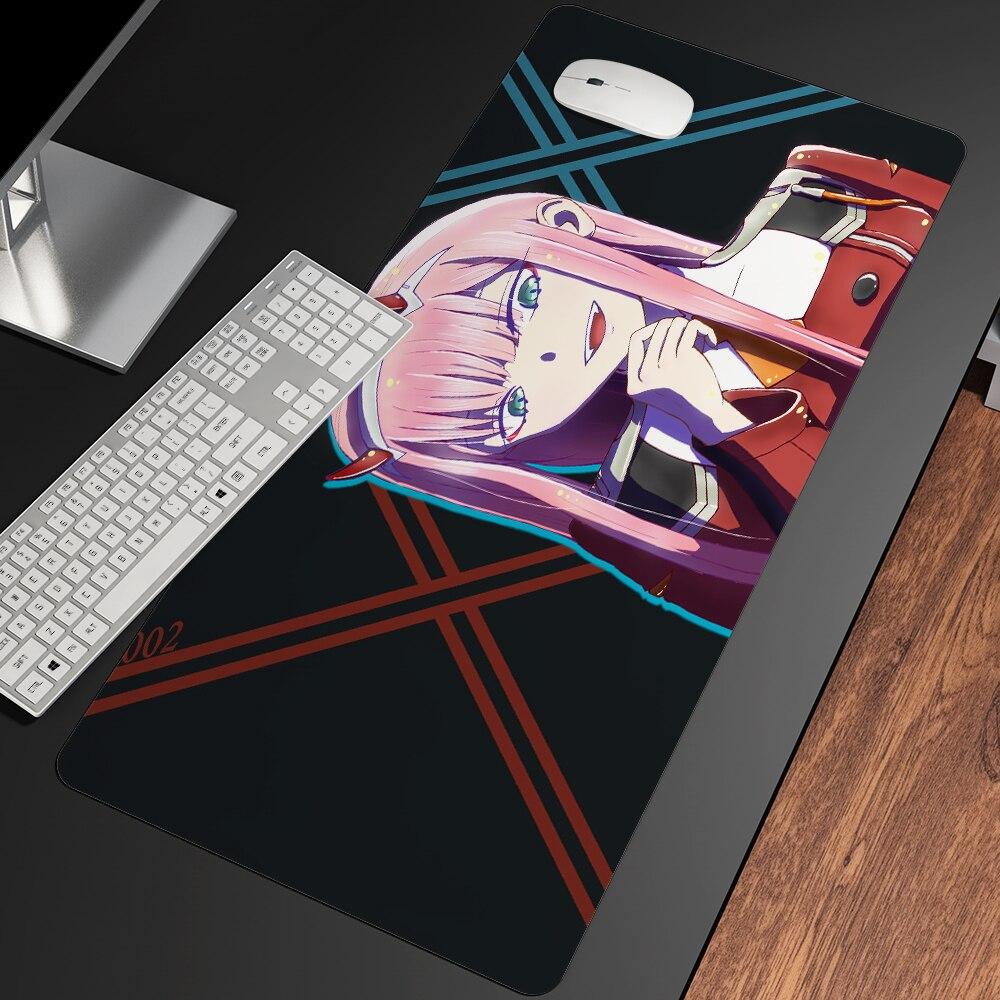 Сексуальный аниме «Дорогая в FranXX», офисные мыши, геймерские мягкие коврики для мыши с запирающимся краем, большой коврик для мыши, мультяшные офисные коврики для клавиатуры