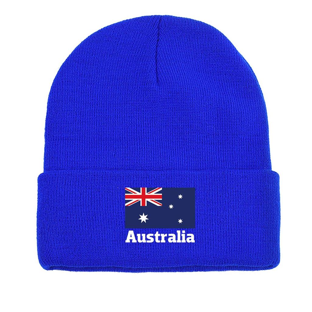 Вязаная шапка бини с принтом национального флага Австралии, патриотическая шапка-бини с отворотом, в стиле хип-хоп, с помпоном, вязаная шапка бини