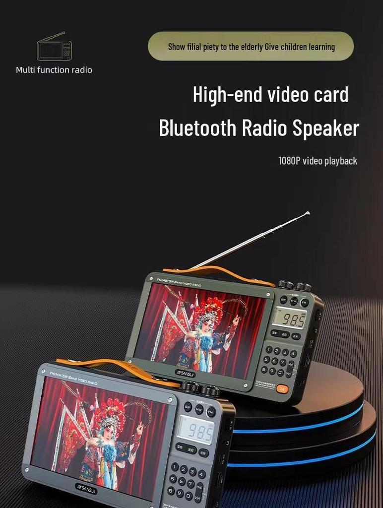 Радио Sansui F51 2023: Портативная Bluetooth-колонка для пожилых людей с воспроизведением видео и слотом для карт