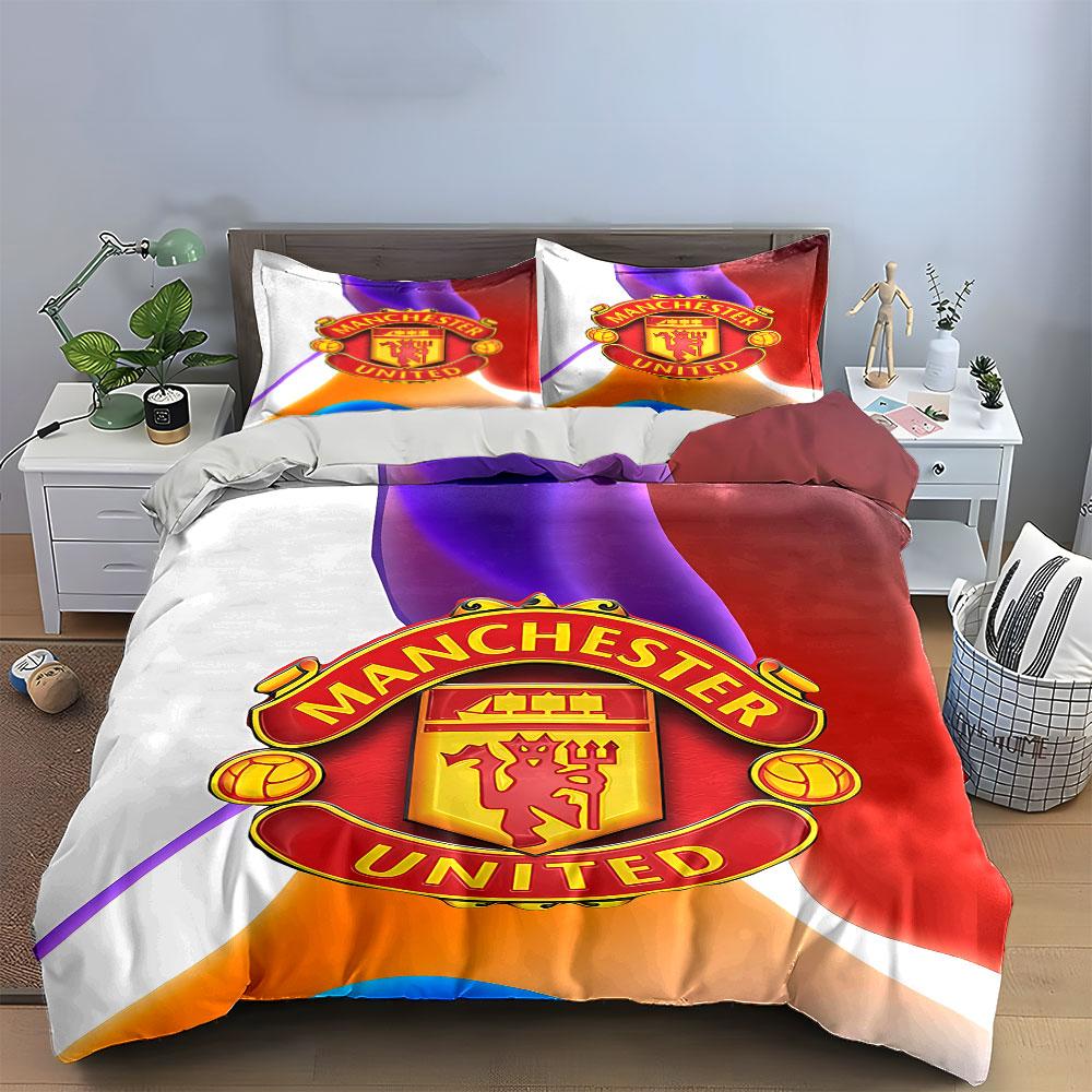 Manchester United Bedding Set Bedding Duvet Cover Set Duvet Cover Pillowcases (1 * Duvet Cover 2 * Pillowcases, without duvet insert)