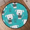 Animals Cute Dogs Round Rug,Washable Soft Circular Floor Mat, Non Slip Low Pile Area Rugs for Kids Room Bedroom Bathroom Laundry