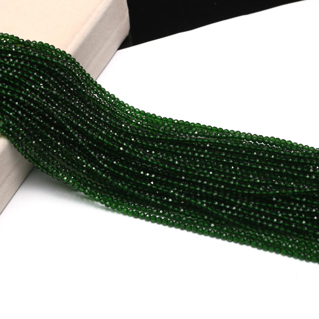 10String Mini Natural Stone Spinel Beads, Boho 3mm Round Green Loose Spacer Beads for Jewelry Making DIY St. Patrick's Day Gift Crafts Needlework 38cm