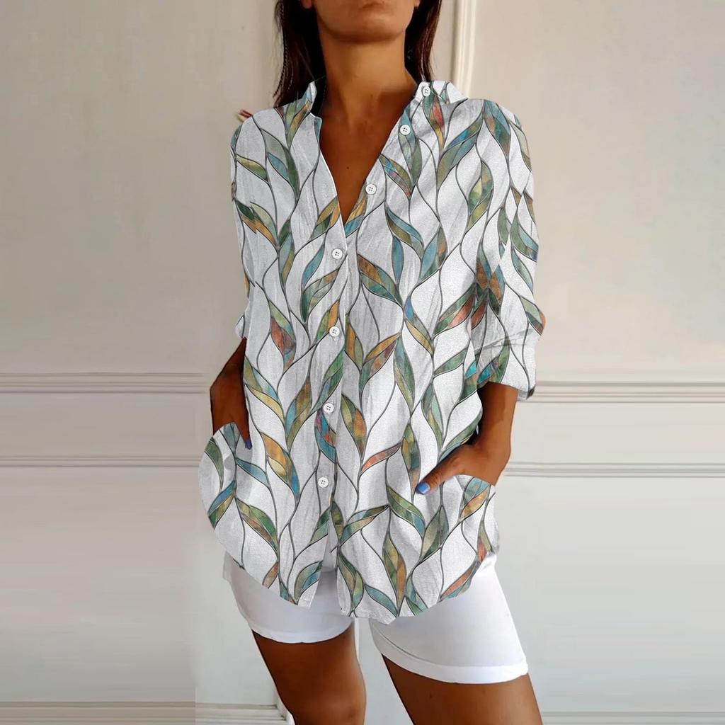 Womens Button Down Shirts Cotton Linen Long Sleeve Dress Shirts Casual Summer Tops Work Blouses