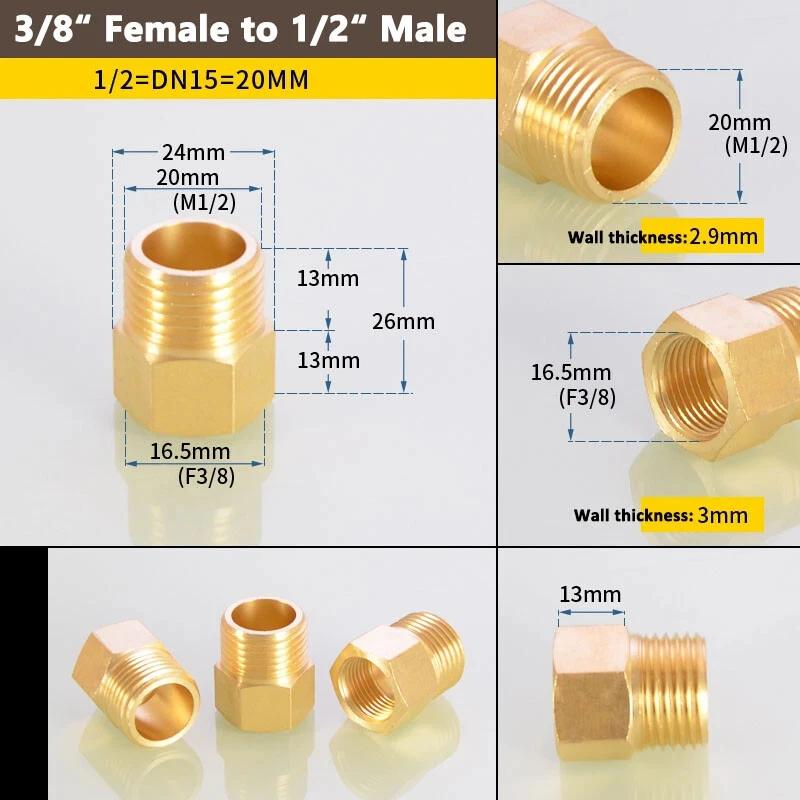 Латунный переходник-редуктор 1/8" 1/4" 3/8" 1/2" BSP для воды, разъем "мама" на "папу", адаптер для воды и газа, соединитель-муфта