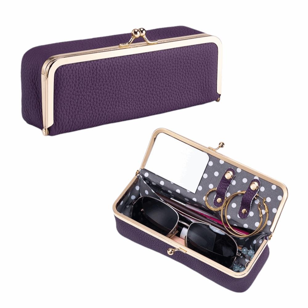 Portable Cosmetic Storage Pouch with Mirror Eyewear Organizer for Eyeglasses