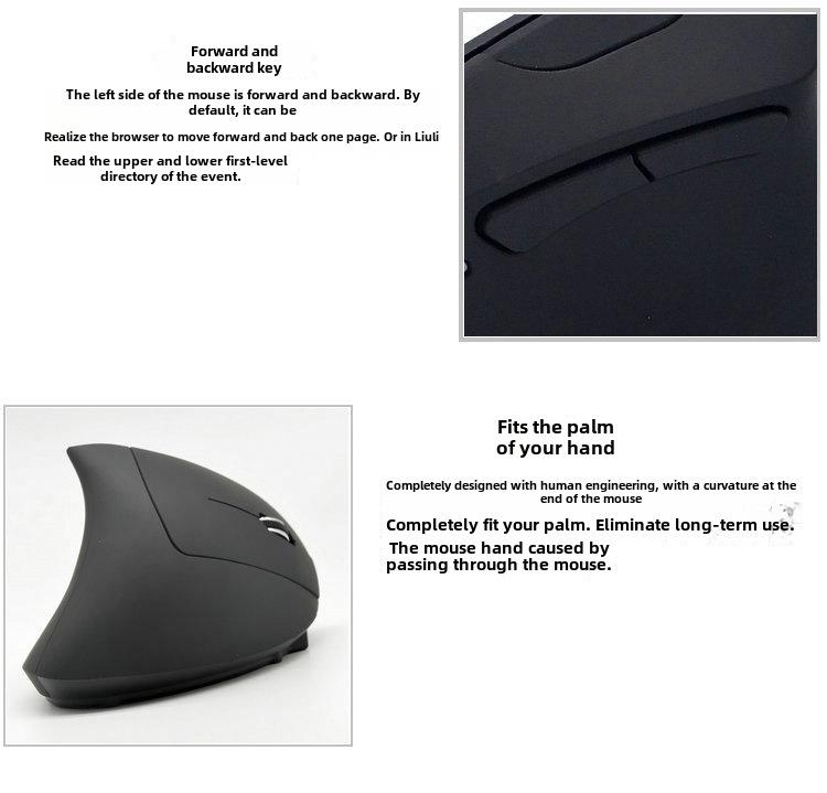 Перезаряжаемая вертикальная беспроводная мышь — симметричный дизайн, оптическая, эргономичная рукоятка