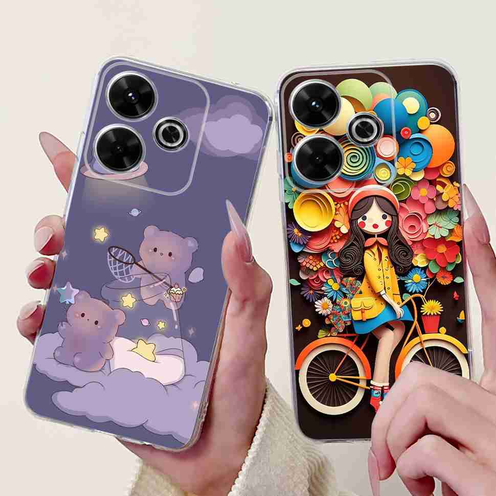 For Xiaomi Redmi 13 4G Case Fashion Girl Flower Silicone Soft TPU Shockproof Cover Coque For Redmi13 redemi13 Bumper Phone Case