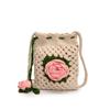 Cute Knitted Water Bucket Bag With Drawstring And Rose Design For Daily Casual Women