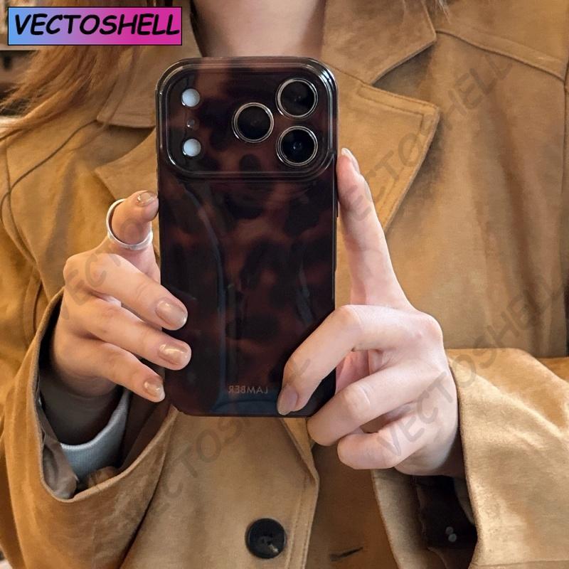 Янтарный ретро-коричневый IMD противоударный чехол для телефона для iPhone 17 16 15 14 12 11 13 Pro Max Plus Air Защитная задняя крышка