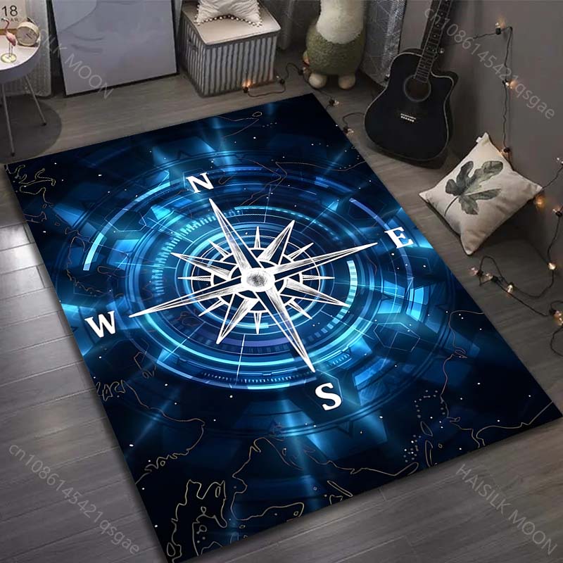 Blue fantasy compass Pattern Carpet for Bedroom Living Room Bedside Sofa Floor Mat Modern Home Decor Area Rug Large Size