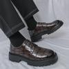 Ретро Мужские Деловые Дерби Черные Коричневые Большеголовые Повышающие Рост Модные На шнуровке Кожаные Туфли Социальные Туфли Мужские