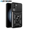 Shockproof Keysion For Armor Case Vivo V29e 5g Slide Camera Lens Protection Ring Stand Phone Cover For Vivo Y200 5g