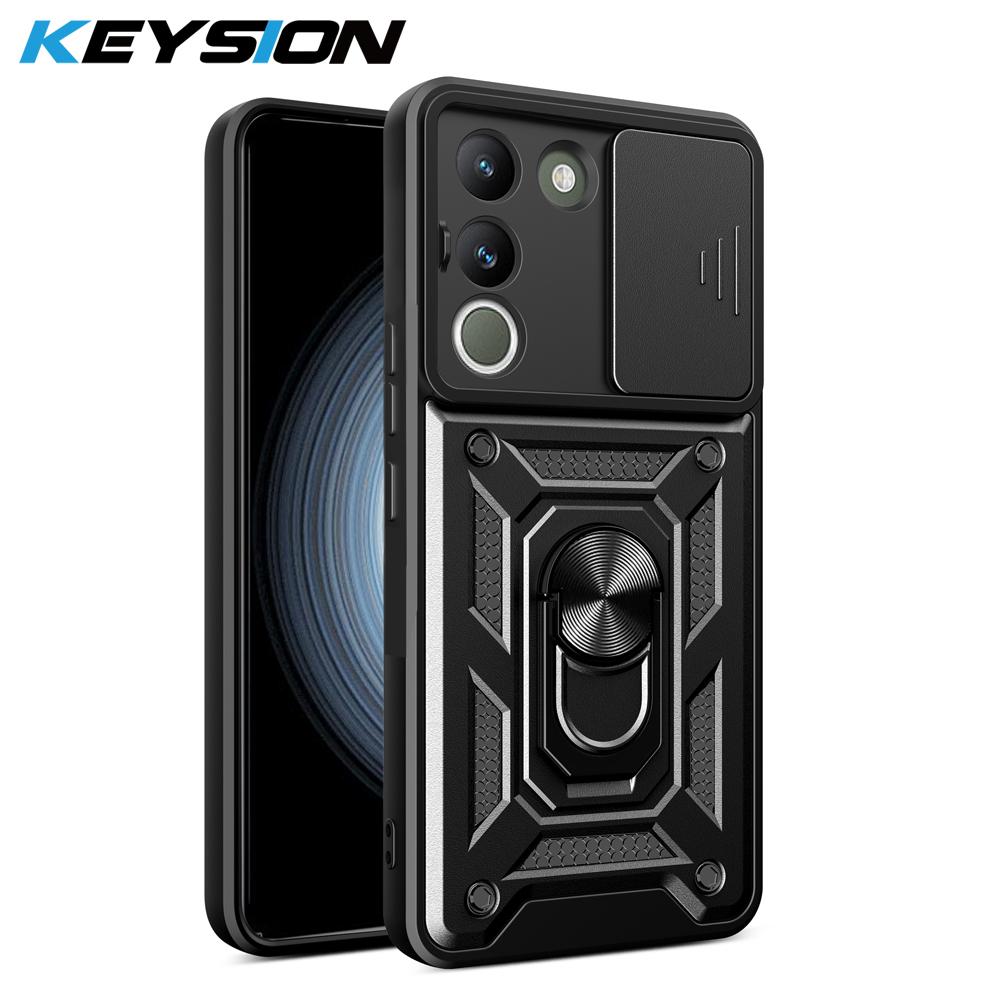 Shockproof Keysion For Armor Case Vivo V29e 5g Slide Camera Lens Protection Ring Stand Phone Cover For Vivo Y200 5g