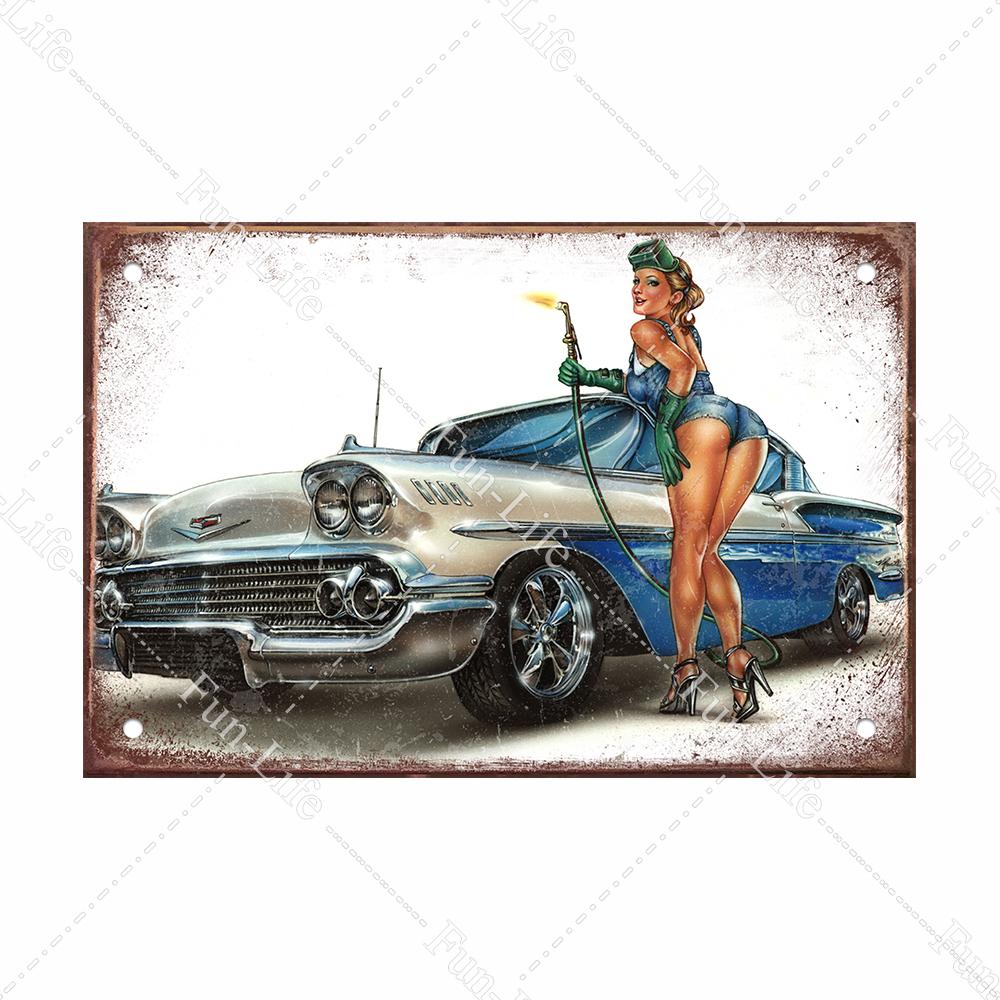 Красота девушки винтажный металлический плакат Ретро жесть Компактная автомобильная жестяная вывеска доска для домашнего паба, бара, кафе, гаража, декор стен 20x30 см