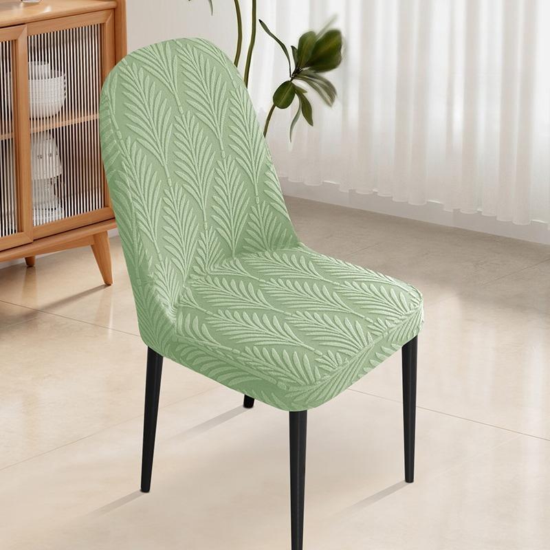 Stretch Chair Cover Leaf Jacquard Dining Chair Slipcover Solid Color Curved Chair Protector for Party Home Pokrowce Na Krzesła