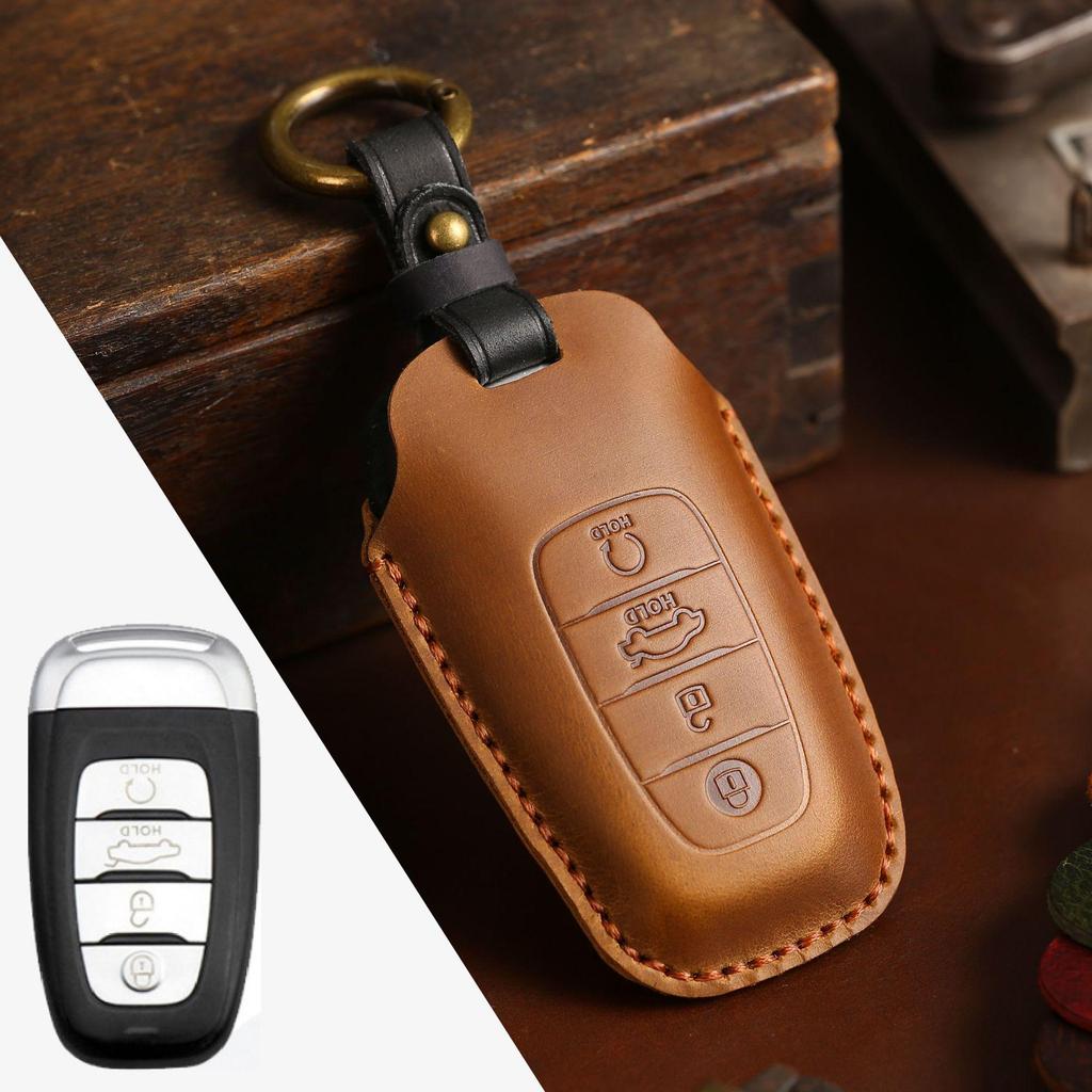New Premium Cowhide Car Key Cover for Hongqi HS5, New H9, and HS7 Models
