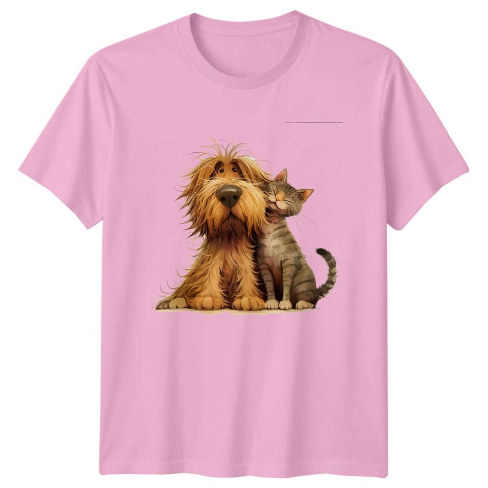 Dog And Cat Friends Animals Pet Lovers Unisexs Unisexs Graphic Unisex Tee
