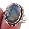 Кольцо из чистого серебра 925 пробы с натуральным лабрадоритом ручной работы S.10 c2r51
