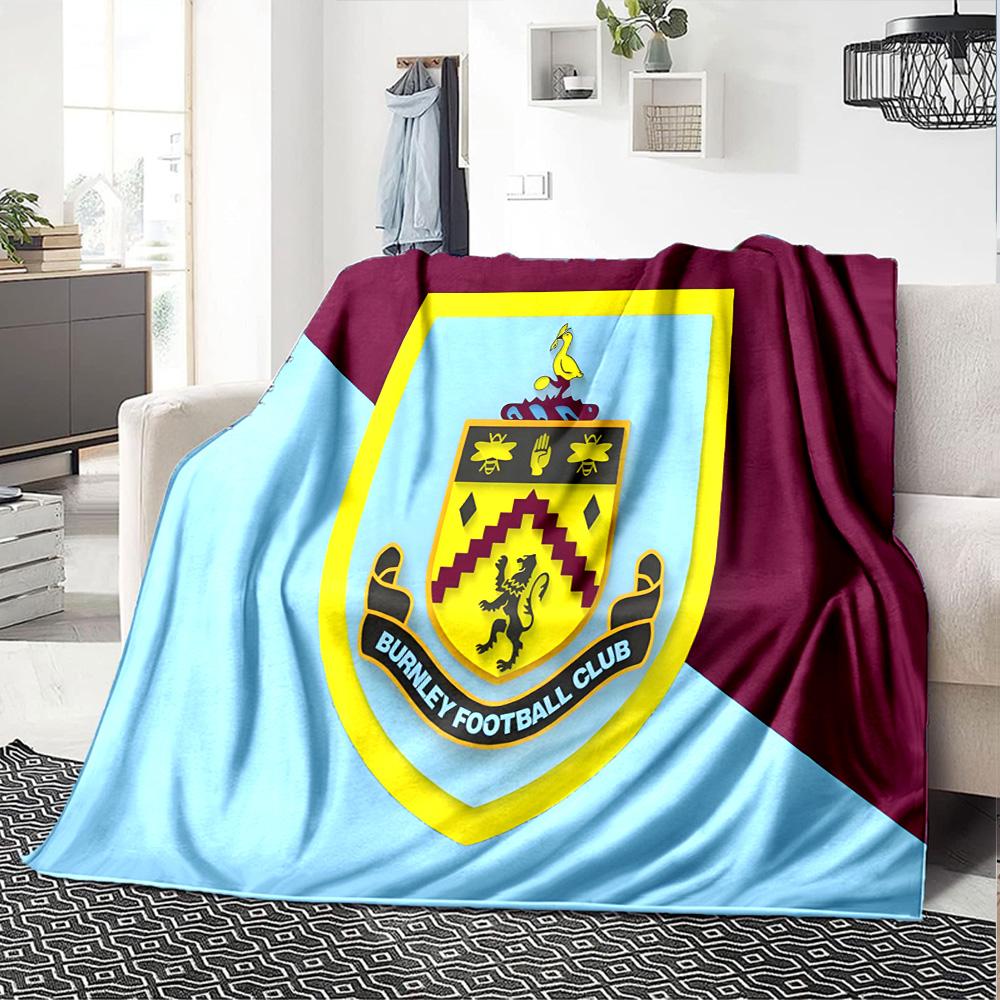 Football Club Burnley Flannel Blanket, Soft Polyester, Modern Design, All-Season for Camping, Travel, Gifts for holidays or birthdays