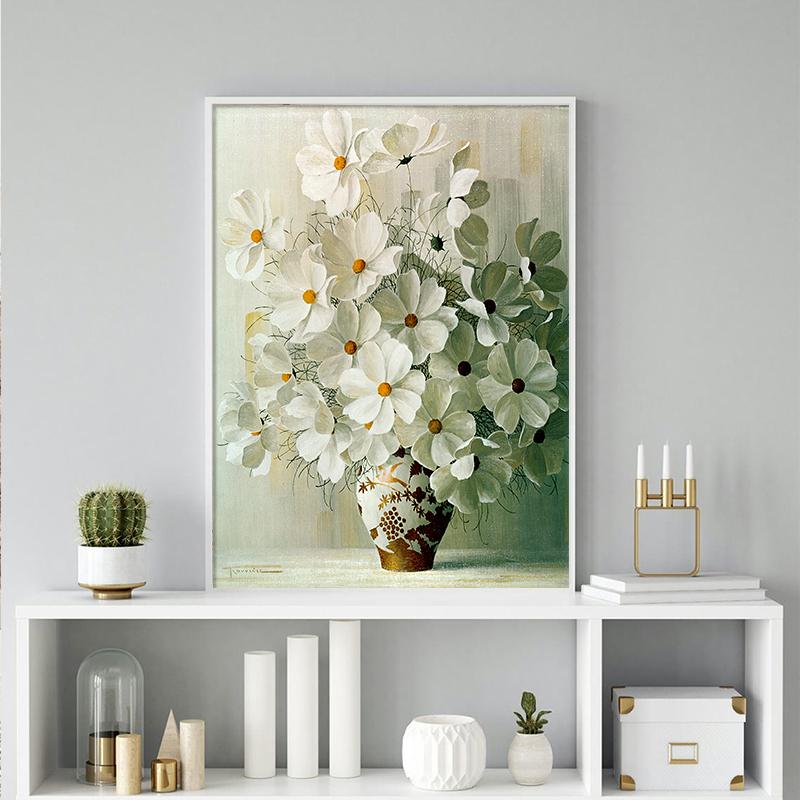 Желтый, красный, белый цветы, холст, винтажный постер, ваза, декоративные принты, настенная живопись, настенные украшения, фотографии для гостиной