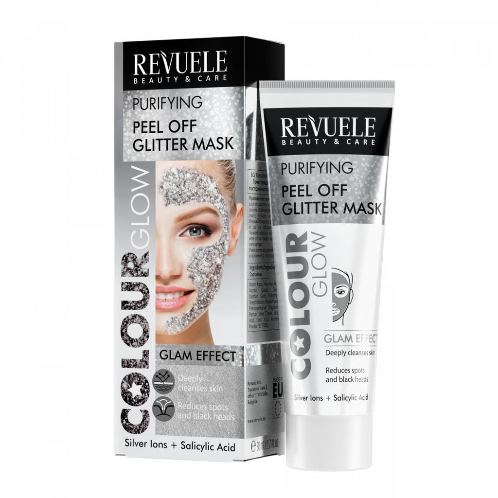 Oczyszczająca brokatowa maska peel-off do twarzy / revuele colour glow purifying pell off glitter mask (80 ml)