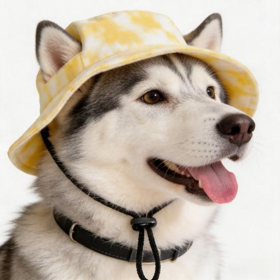 Pet Hiking Hat Dog Sun with Ear Holes, Wide Brim Protection Hat, Adjustable Cooling Drawstring for Small And Medium Dogs Outdoor Walking