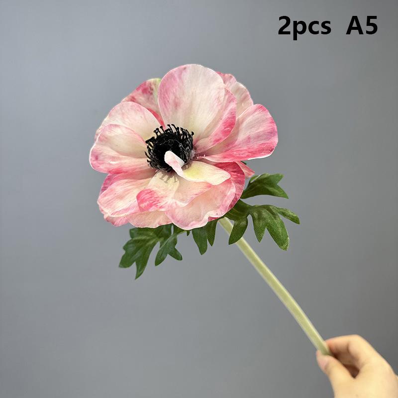 Искусственная ветка Real Touch Искусственные цветы Садовый декор Имитация цветка Розовая анемона Балконное украшение