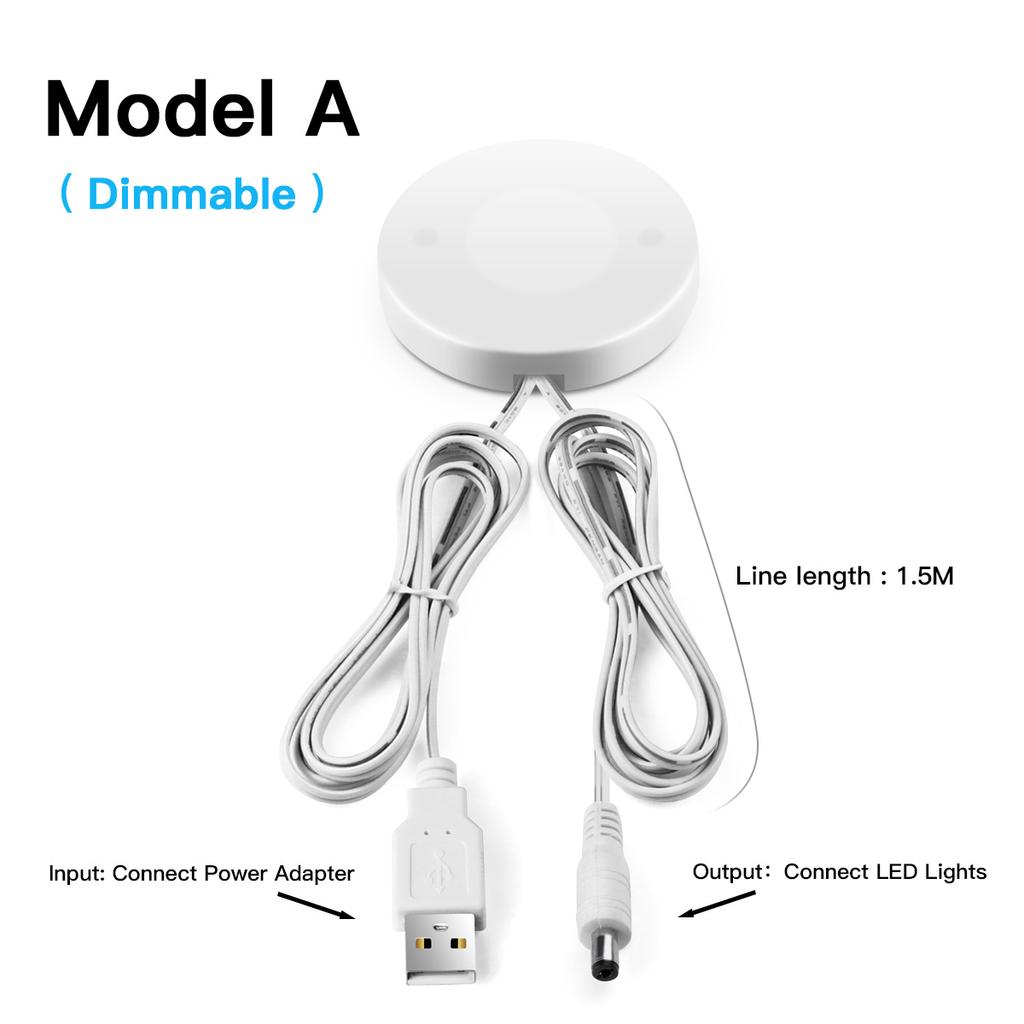 DC 5V USB LED Dimmer Touch Sensor Switch Penetrable 25mm Wood Glass Acrylic Dimmable Switch DIY Kitchen Cabinet Wardrobe Lamp