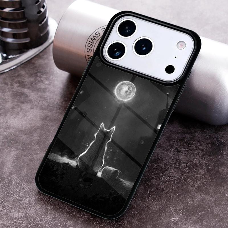 Аниме Лунный Кот Чехол для Телефона Для iPhone 17 16 15 14 13 12 11 Pro Max Plus 17Air Мягкий Силиконовый Чехол