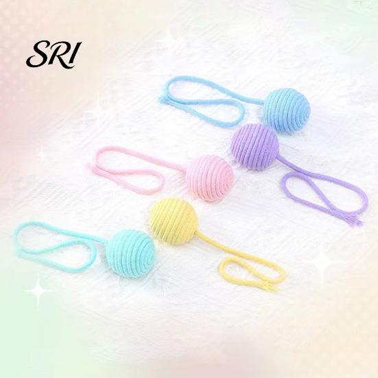 Cat Hair Ball Toy Cotton String Teething Built-in Sand Rattle Interactive Rope Energy Bite-Resistant Tooth Grinding Play for Pet Self-play