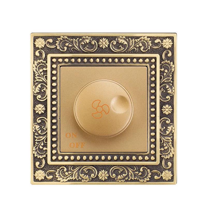 Luxury European Retro Metal Button Switch panel,EU France Standard Copper Wall socket,Universal Light Home Switch Power Outlet