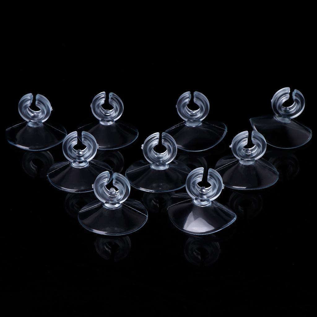 10-Pack Aquarium Suction Cups with Unremovable Clips 3cm Dia. Clear Soft Plastic Sucker for Fixing Fish for Tank Hose