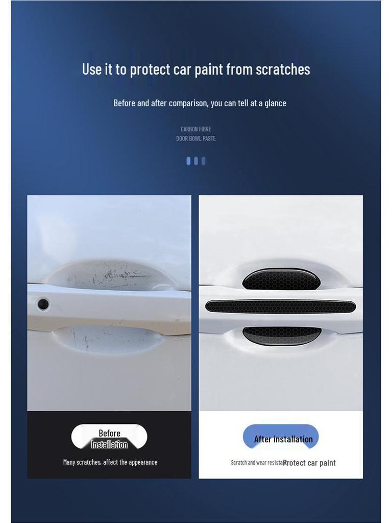 Защитная светоотражающая ромбовидная наклейка на дверную ручку автомобиля - Защита от столкновений и царапин, Черная