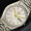 GENUINE VINTAGE SEIKO 5 AUTOMATIC JAPAN MENS WHITE COLOR DIAL WATCH A500797-5 R154-a500797