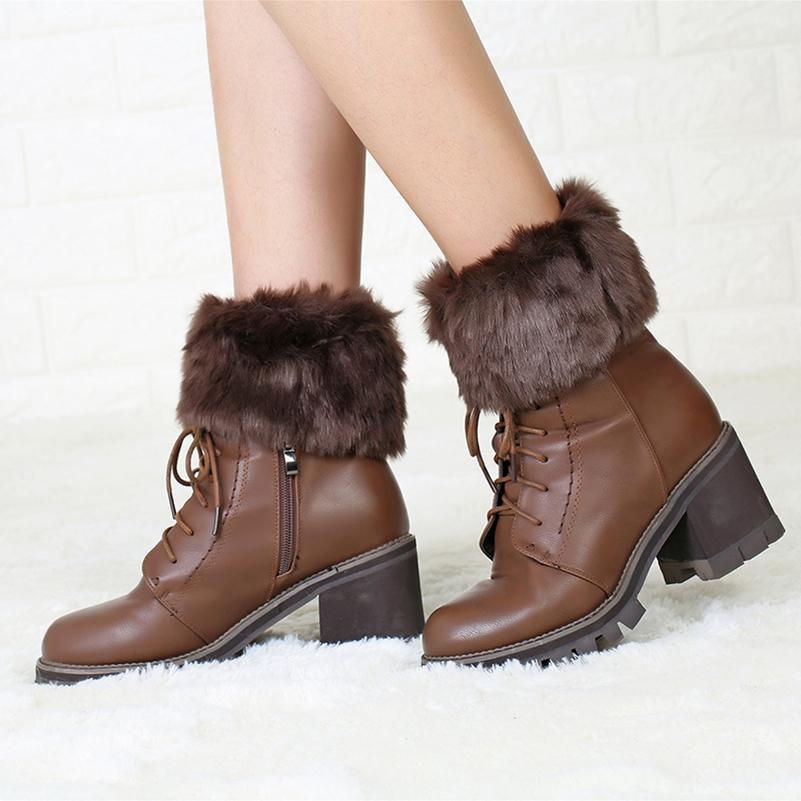 Женские зимние гетры из искусственного меха и вязаного трикотажа с удобными вязаными манжетами