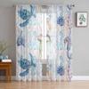 Marine Organisms Sea Turtle Jellyfish Seahorse Conch Coral Sheer Curtains Room Window Curtains Kitchen Tulle Voile Curtains